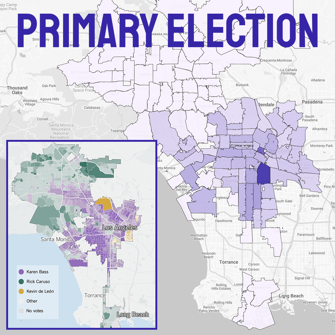 Map of Primary Mayoral Election Results in LA